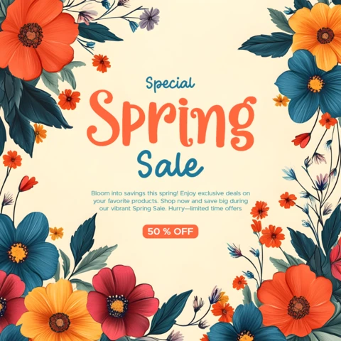 Spring Floral Sale Design Template - Vibrant and Colorful Editable Layout