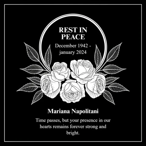 Elegant Floral Memorial Template Design for Obituaries with Roses and Leaves