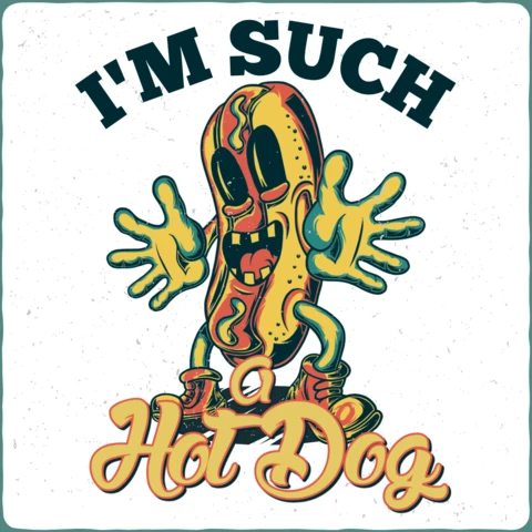 Eu sou um cachorro-quente modelo de design de camiseta engraçada