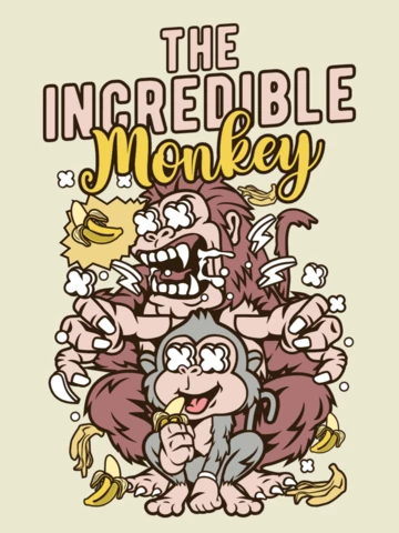 La increíble plantilla de diseño de camiseta de animal mono.