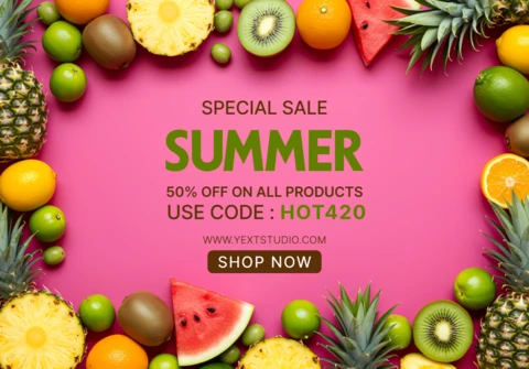 Vibrant Summer Sale Design Template with Fresh Fruit Elements
