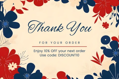 Florale Dankeskartenvorlage für Bestellungen mit Rabattangebot
