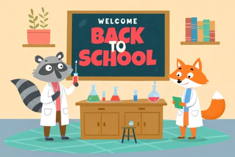 Back to School Design Template with Cute Animal Characters for Classroom Decor