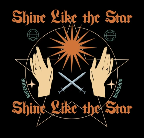Template de design gráfico de mãos em explosão de estrelas