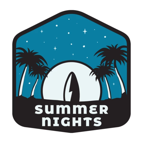 Summer Nights Surfing Beach Badge Template Design
