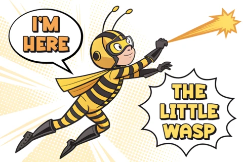 Modèle de design de super-héros guêpe en style bande dessinée pour t-shirt enfant