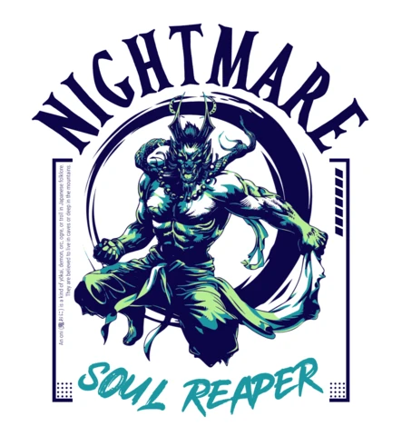 Nightmare Soul Reaper Horned Demon with Snake T-Shirt Design Template