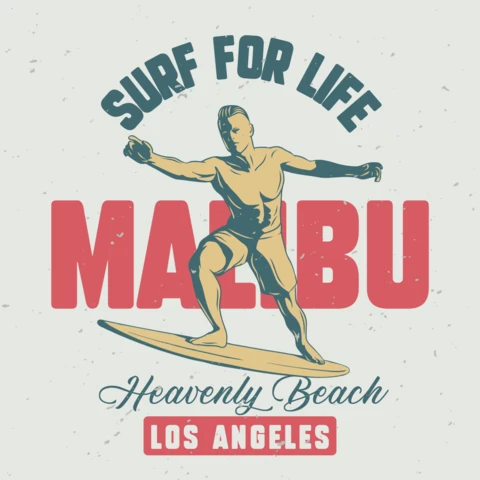 Man Riding On Surfing Board T-Shirt Design Template
