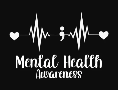 Mental Health Heart Beat T-Shirt Design Template