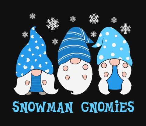 Snowman Gnomies With Snowflakes T-Shirt Design Template