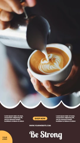Be StrongコーヒーショップのInstagramストーリー投稿デザインテンプレート
