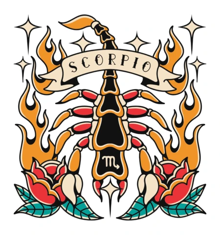 Scorpio Tattoo Design Template: Bold Retro Style for Custom Creations