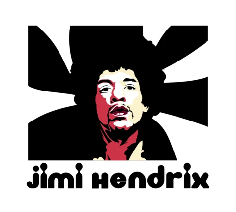 Jimi Hendrix Illustration Poster Design Template