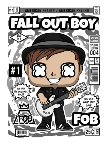 Fall Out Boy Cartoon Character Magazine Cover Design Template