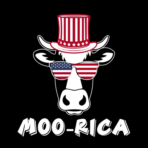 Patriótico vaca moo rica plantilla de diseño