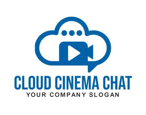 Modèle de conception de logo de chat de cinéma cloud