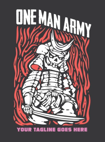 Samurai With Katana Vintage T-Shirt Design Template