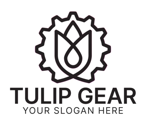 Tulip Gear Logo Design Template Black