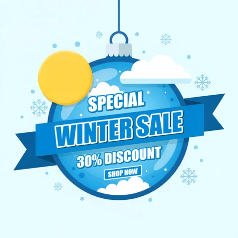 Modelo de design de venda de inverno com ornamento de feriado para folhetos promocionais