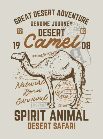 Modelo de design de camiseta de camelo do deserto
