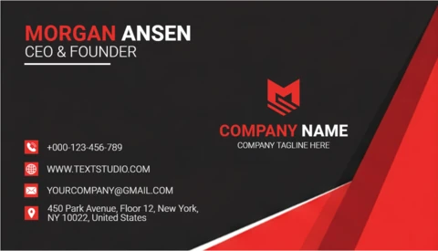 Modern Professional Business Card Design Red and Black Theme with Minimalist Typography