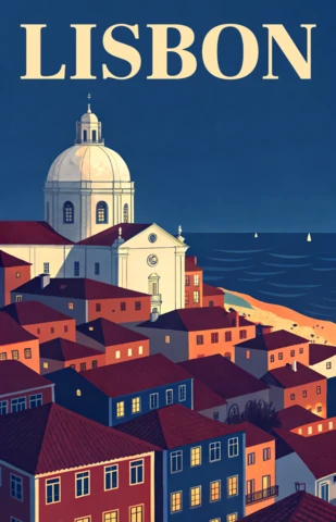 Lisbon Cityscape Design Template for Travel Posters