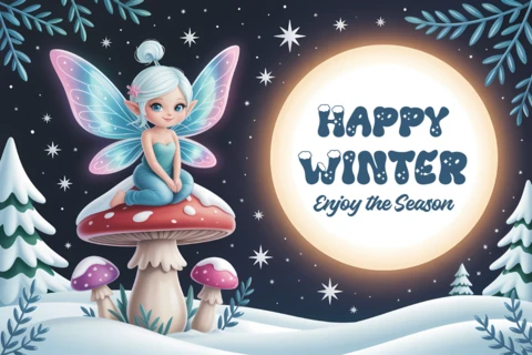 Plantilla de diseño de hada invernal para tarjetas de felicitación navideñas
