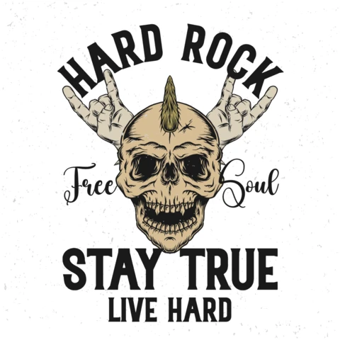 Hard Rock Stay True Skull T-shirt Design Template