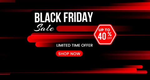 Szablon projektu wyprzedaży Black Friday z dynamicznymi czerwonymi paskami do banerów promocyjnych