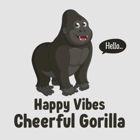 Happy vibes alegre plantilla de diseño gorila
