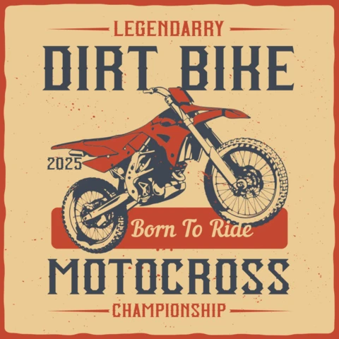 Motocross Championship Vintage T-shirt Design Template