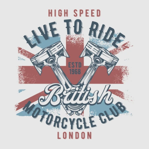 Plantilla de diseño de camiseta de pistón de motocicleta