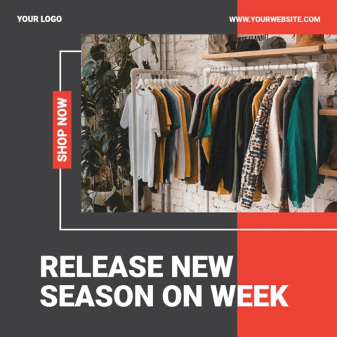 Grey And Red Fashion Instagram Ad Post Design Template