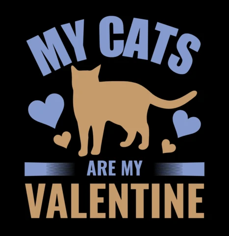 Valentine's Day Cat Lovers Design Template - Playful Typography and Heart Graphics