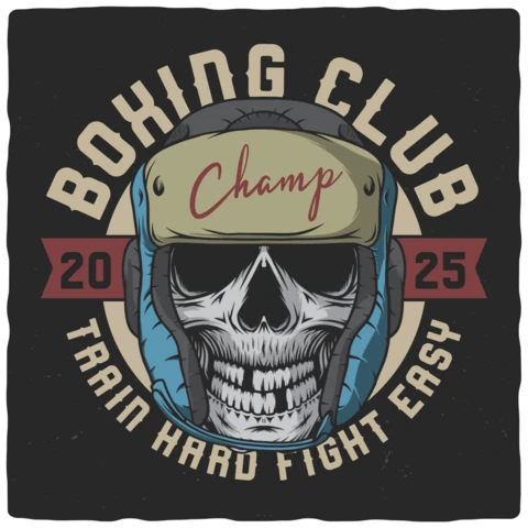 Boxing Club Skull T-shirt Design Template