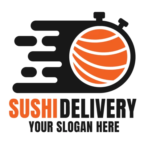 Modèle de logo pour la livraison de sushis