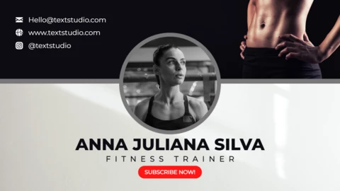 Grey And Black Minimalist Modern Fitness Trainer YouTube Banner
