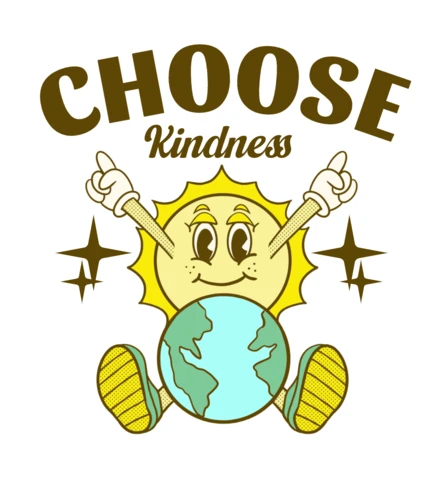 Choose Kindness Inspirational Sun and Globe Character Promoting Positivity T-Shirt Design Template