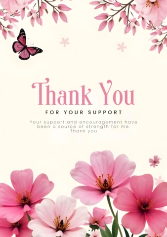 Springtime Blossoms And Butterflies Thank You Card Template