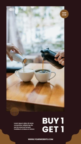 Modelo de design de postagem de história do Instagram de venda de café compre 1 e leve 1