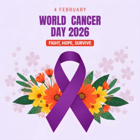 World Cancer Day 2026 Floral Design Template for Awareness Posters
