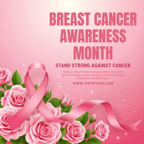 Elegant Breast Cancer Awareness Rose Bouquet & Pink Ribbon for Support Month Banner Design Template