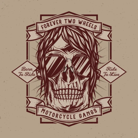Motorcycle Biker's Skull T-Shirt Design Template