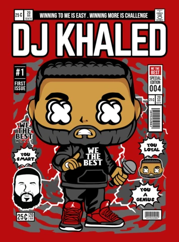 Modèle de conception de couverture de magazine de personnage de dessin animé Dj Khaled