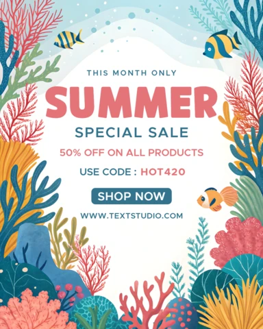 Vibrant Summer Sale Template Design for Online Promotions