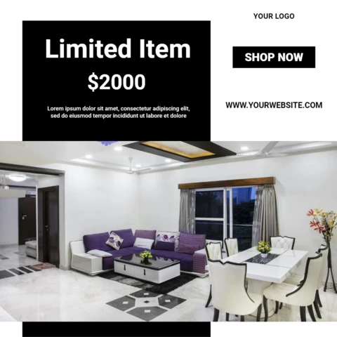 Sober Black And White Social Media Ad Post Design Template