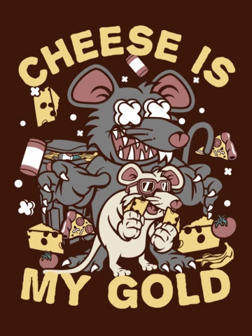 Cheese Rat Cartoon T-Shirt Design Template