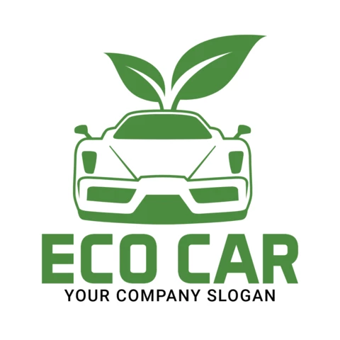 Eco Car Green Leaf Logo Design Template