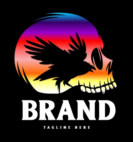 Creative Black Raven Logo Design Template