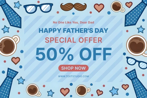 Father's Day Special Offer Template with Coffee and Accessories Design